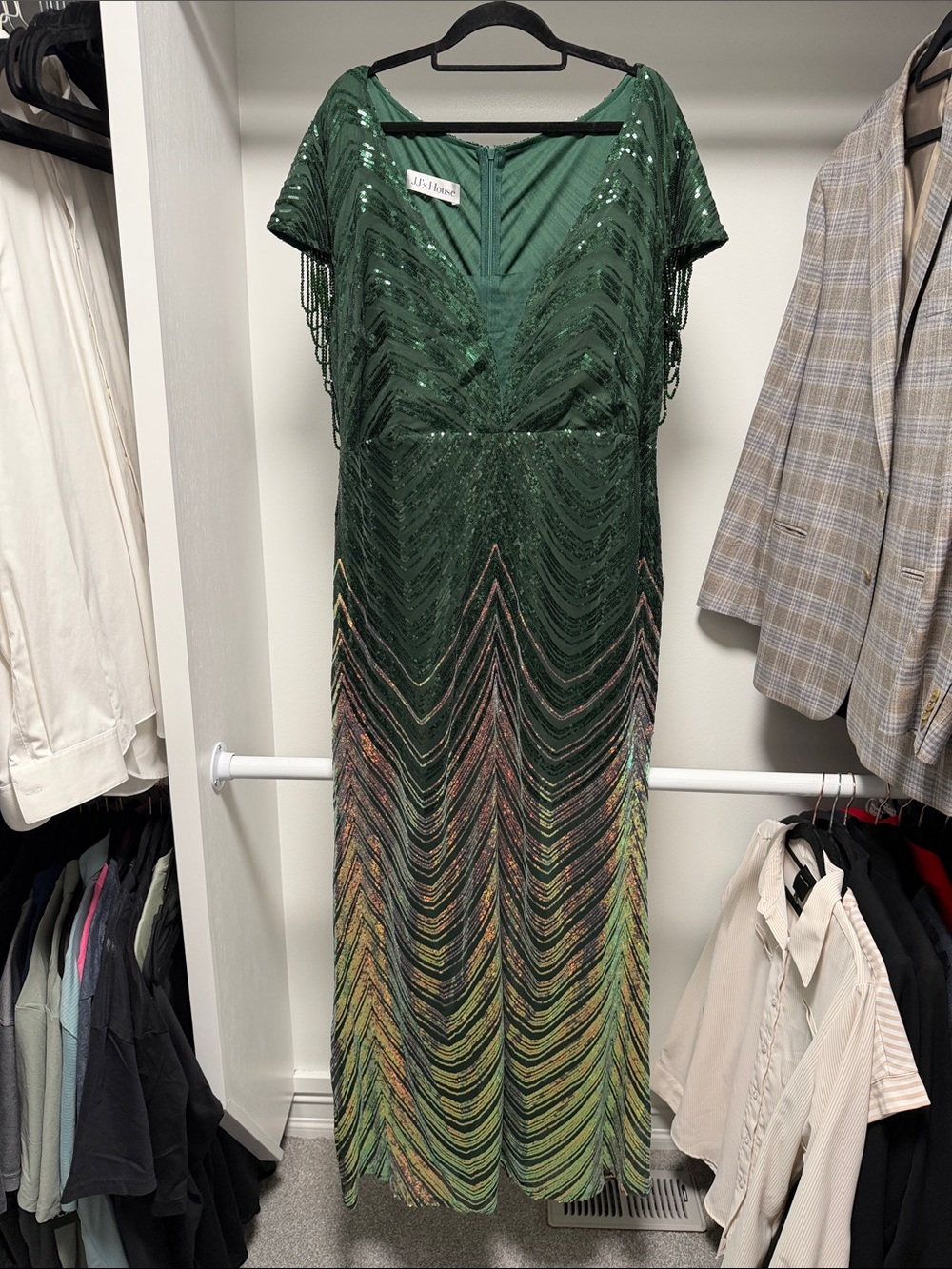 JJs House Green Sequin Ombre Maxi Dress